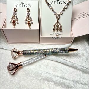 Bomb Party- REIGN collection Chandelier necklace and earrings set